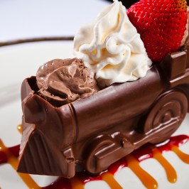 a piece of chocolate cake on a plate