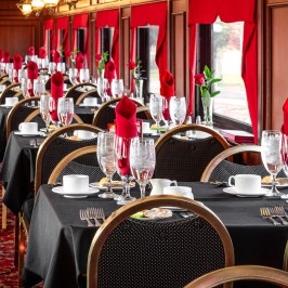 a dining table in a restaurant